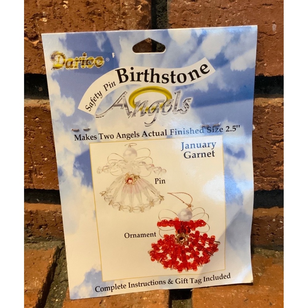 Darice Birthstone‎ Angels Kit January Garnet Makes 2 Pin Ornament 1965-01 NEW